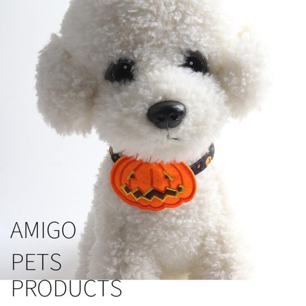 

cat collars & leads halloween pumpkin bell collar dogs nylon adjustable necklace puppy for small pet accessories