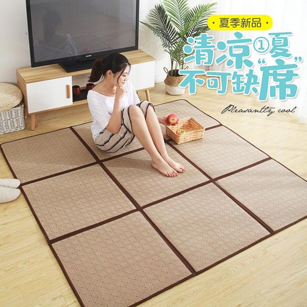 

carpets japanese rattan folding mat thick carpet for living room tatami summer student child nap sleeping pad floor bedroom rug play