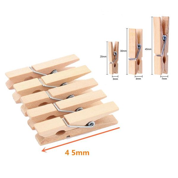 

clothing & wardrobe storage 50pcs 25mm,30mm,45mm 72mm clothes pegs mini wooden paper po clips clothespins wood clamps for supplies