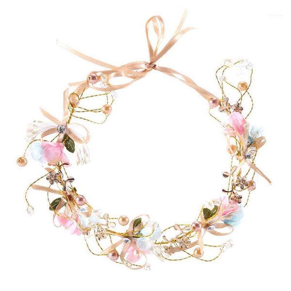 

handmade flower hair bow with garland headdress bride maid of honor1