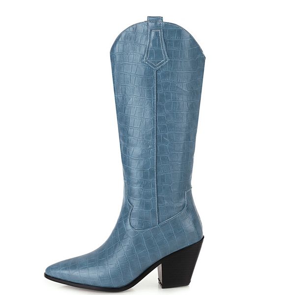 

fashion women's autumn high boots winternew western cowboy boots for women knee high boots women shoes large size 48 210428, Black