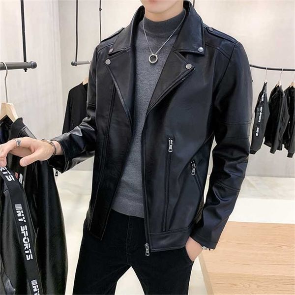 

fashion jaqueta de couro slim fit chaqueta cuero hombre black motorcycle jacket men chaqueta hombre leather jacket mens wine red 211118