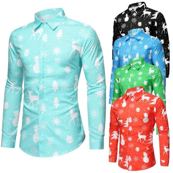 

men's jaycosin men snowflakes deer christmas shirt blouse casual colors male dress printed shirts #45 9kmb, White;black