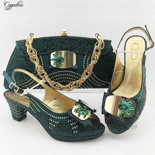 

dress shoes dark green party with bag african high heel lady pumps and handbag set mm1111 height 7cm, Black