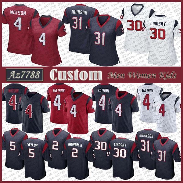 

5 tyrod taylor 30 phillip lindsay custom men women kids football jersey 12 nico collins 20 justin reid 13 brandin cooks 2 mark ingram ii whi, Black;red