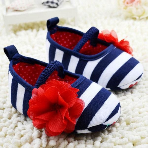 

first walkers infant toddler shoes stripe flower soft sole kid girls baby prewalker
