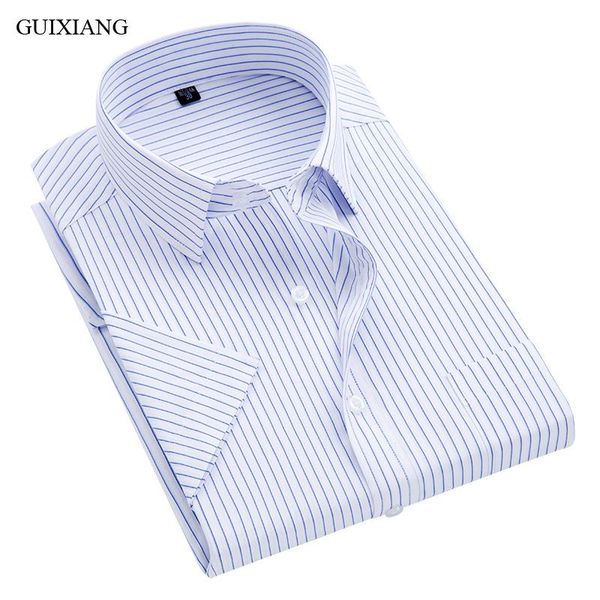 

men's casual shirts 2021 arrival style men leisure long sleeve stripe business work shirt slim plus size s-5xl, White;black