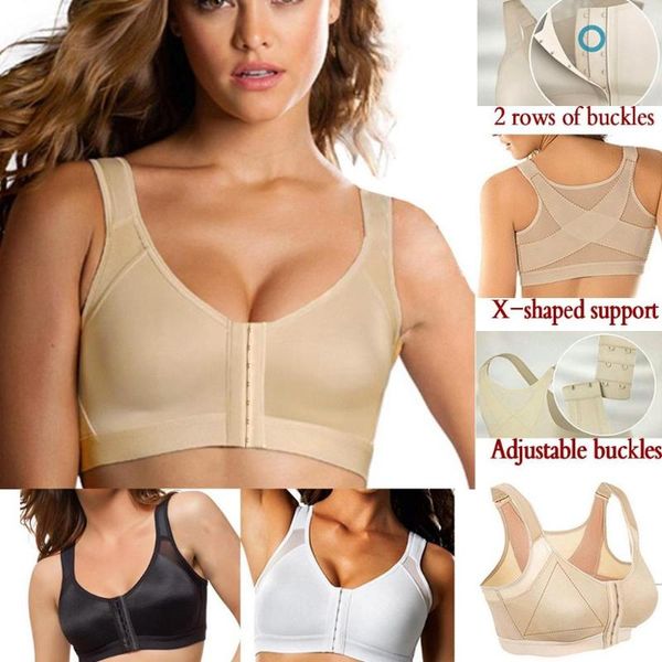 

gym clothing women sports yoga bra mesh breathable underwear hook brassiere sportswear posture corrector shaper lift up bras vests, White;black