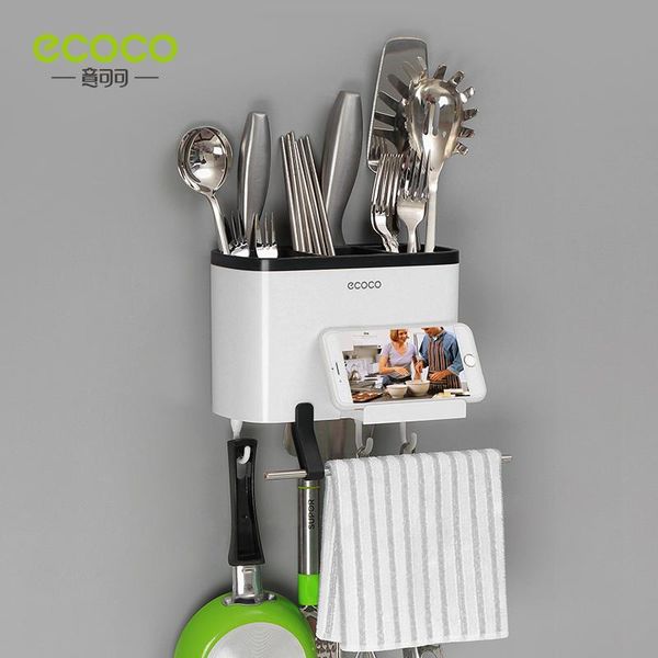 

kitchen storage & organization ecoco creative wall-mounted hollow drain chopstick cage multifunctional rack rag knife holder for supplies