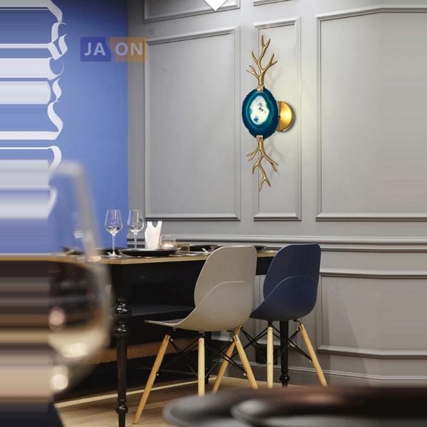 

wall lamp g9 led postmodern copper agate designer light sconce for foyer bedroom