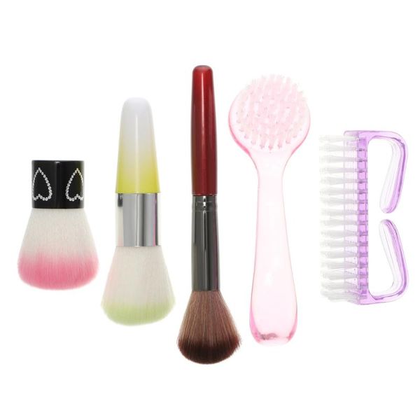 

nail brushes 5pcs brush cleaner dust remover for toes and cleaning, Yellow