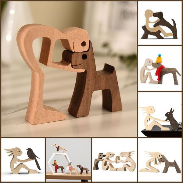 

home wooden dog craft doll deskdecoration carving model creative office