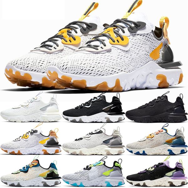 

react vision men women running shoes triple black white iridescent honeycomb vast grey phantom worldwide gravity purple mens trainers sports, White;red