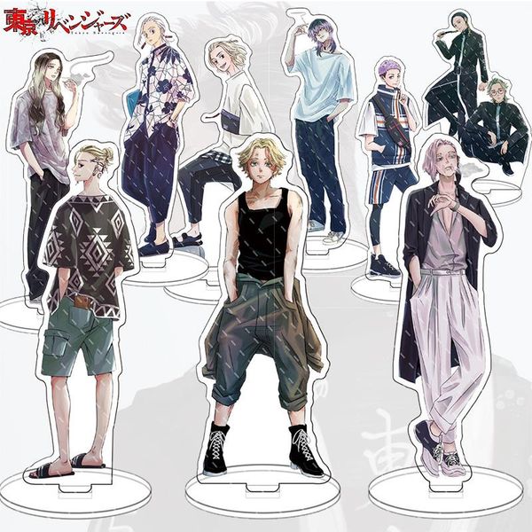 

keychains 15cm anime tokyo revengers figure cosplay acrylic stands model toy manjiro plate keychain, Silver