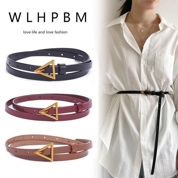 

belts cowhide golden triangle buckle belt for ladies designer fashion women jeans dress accessories waistband, Black;brown