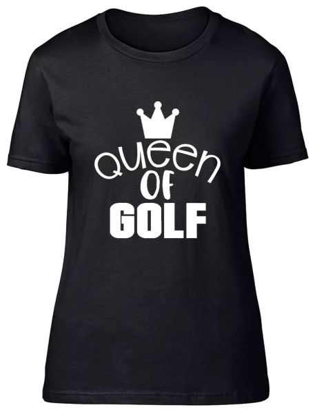 

queen of golf fitted womens ladies t shirt, White;black