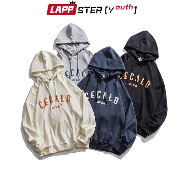 

men oversized japanese streetwear hoodies autumn mens harajuku korean sweatshirts 4 colors hooded 210420, Black