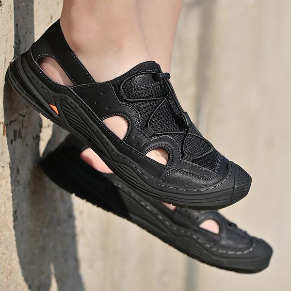 

summer men casual shoes leather designer sneakers men outdoor sandals luxury men loafers breathable driving shoes zapatos hombre, Red;white