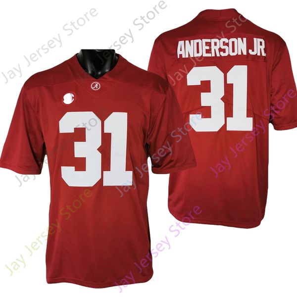 

alabama crimson tide football jersey ncaa college will anderson jr. red size s-3xl all stitched youth men, Black;red