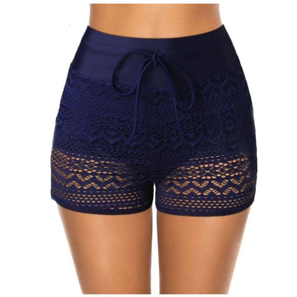 

one-piece suits bikini swimwear women bottoms plus size high ladies beach swimming trunks lace solid color conservative shorts