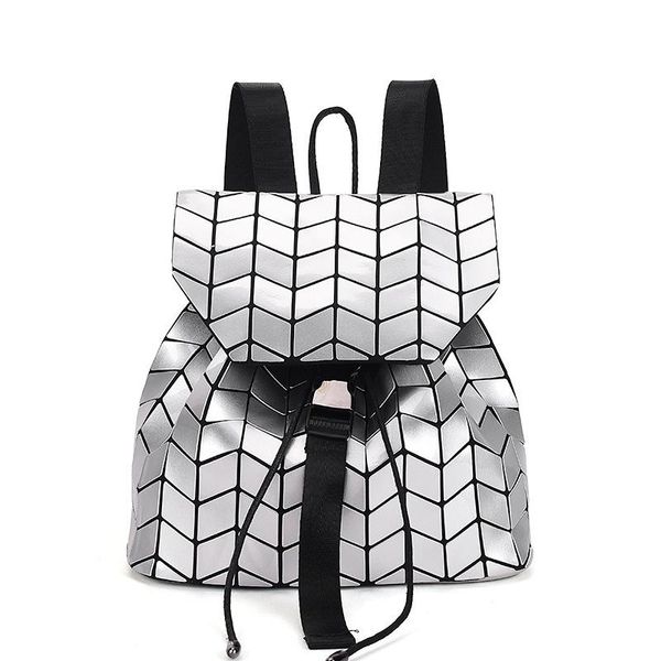 

backpack stylish geometric diamond lattice foldable laser school bags girls mini travel bag