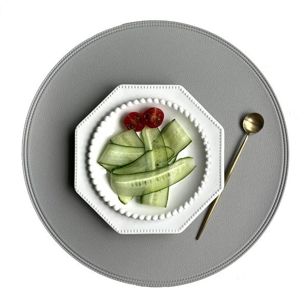 

mats & pads inyahome table mat tableware pad placemat pu leather heat insulation non-slip simple placemats disc for dining