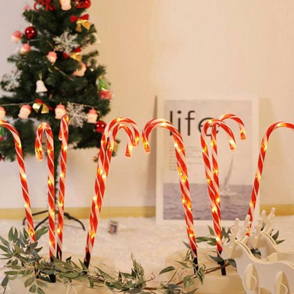

lawn lamps 4pcs christmas candy cane xmas tree hanging ornament home flowerpot lighting lamp year gifts