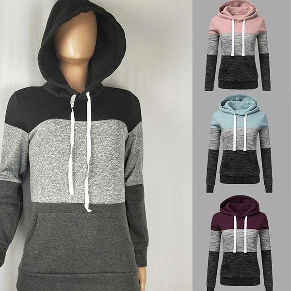 

women's hoodies & sweatshirts patchwork women casual pullover jumper sweatshirt female sudadera plus size s-5xl, Black