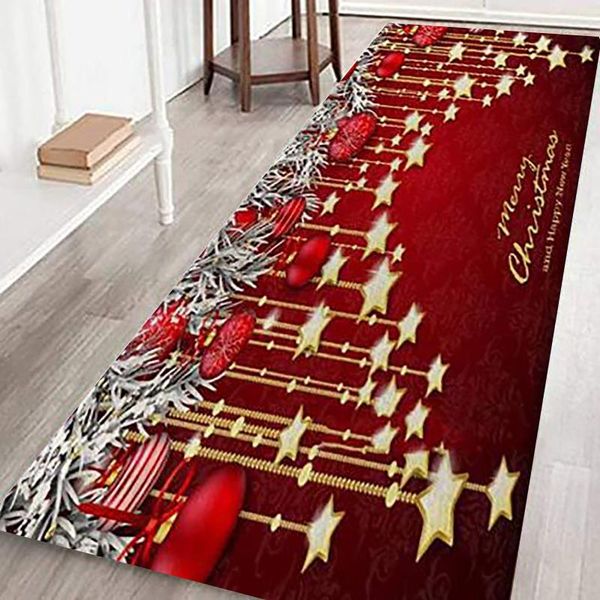 

carpets 40*120cm merry christmas mats kitchen entrance door coral velvet carpet doormat indoor floor anti-slip rug xmas decoration