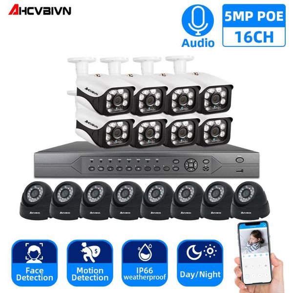 

wireless camera kits h.265 16ch cctv systems nvr 4k ultra hd waterproof 5.0mp security ip p2p video surveillance system set