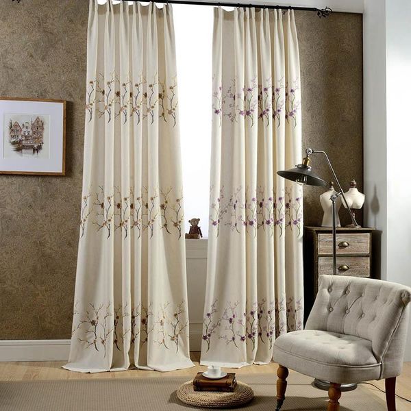 

curtain & drapes modern simple pastoral style cotton linen curtains embroidered chinese plum tree for living room bedroom
