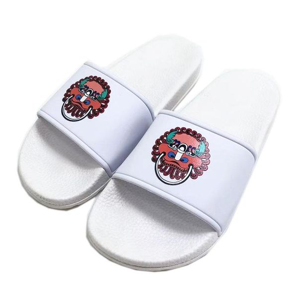 

slippers summer brand designer totem beach women/men outer sandals size 35-44 home slides ladies sliders couple flip flop, Black