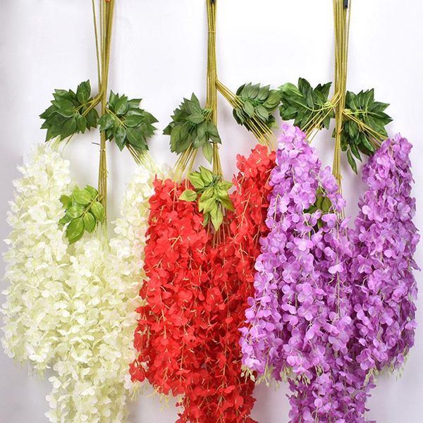

decorative flowers & wreaths 12pcs wedding ceiling decoration wisteria flower artificial watercress string fake plastic green leaf rattan