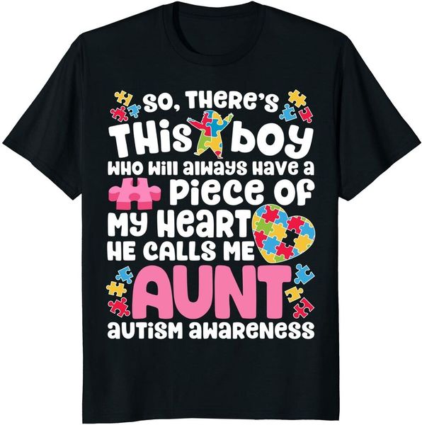 

there's this boy he calls me aunt t shirt autism awareness size s-5xl, White;black