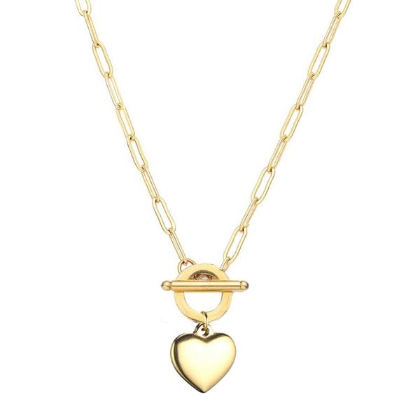 

pendant necklaces stainless steel parper clip chain heart choker for women ot buckle fashion jewelry, Silver