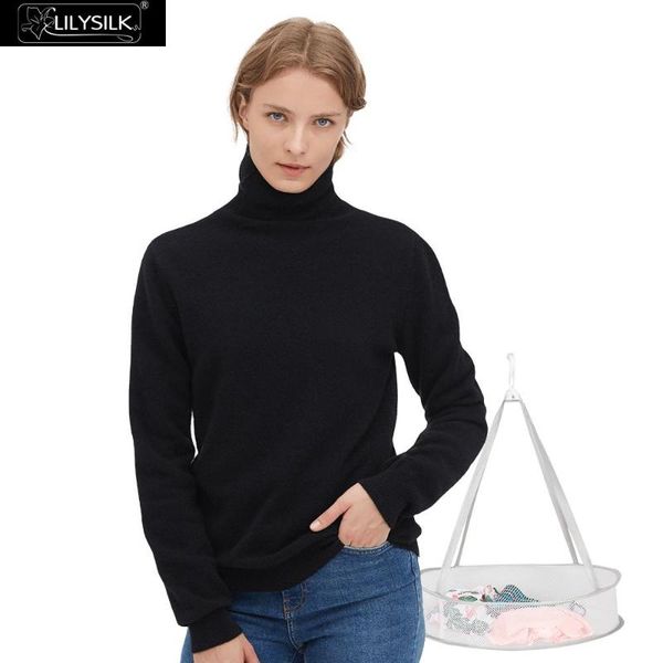 

women's blouses & shirts lilysilk cashmere sweater women long sleeve turtleneck pullover soft lightweight winter ladies black white