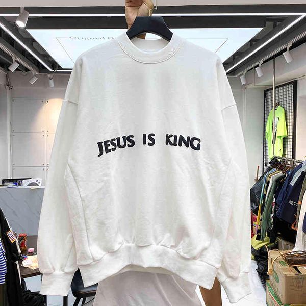 

men's hoodies & sweatshirts slightly oversized jesus is king hoodie 2021 female chicago oil painting type kanye west 2021, Black