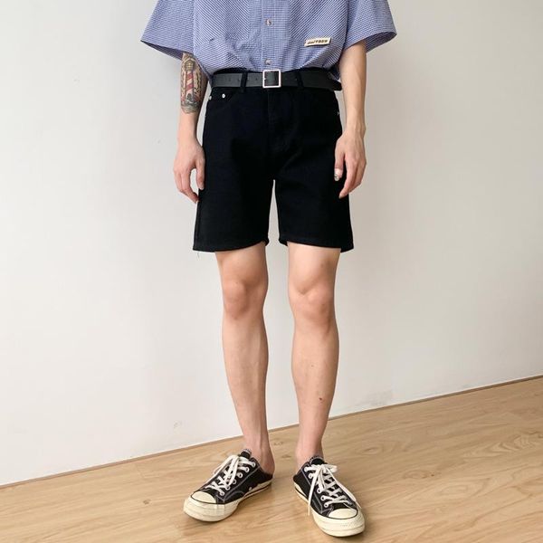 

men's japan harajuku korean style streetwear fashion denim shorts male vintage short jeans summer retro for man, Blue