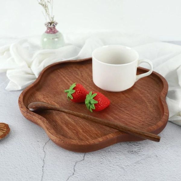 

octagon shape black walnut candy fruit dinner dessert tea plate storage dish tray dishes & plates
