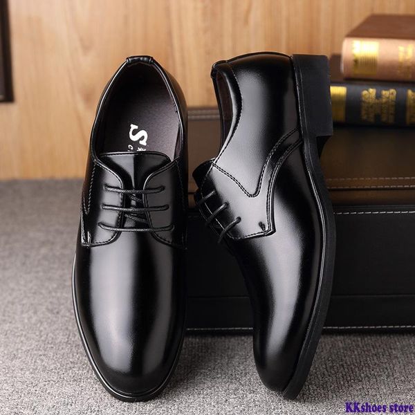 

fashion business dress men shoes classic leather men's suits lace-up oxfords, Black