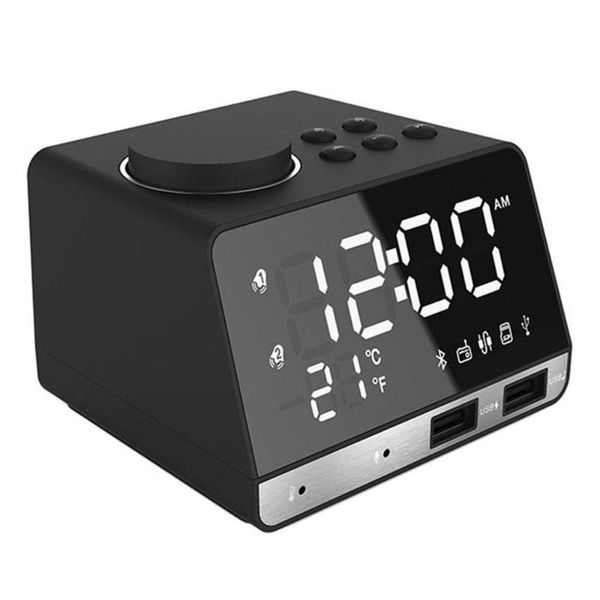 

portable speakers k11 alarm clock speaker mobile phone charging led makeup mirror smart radio mini