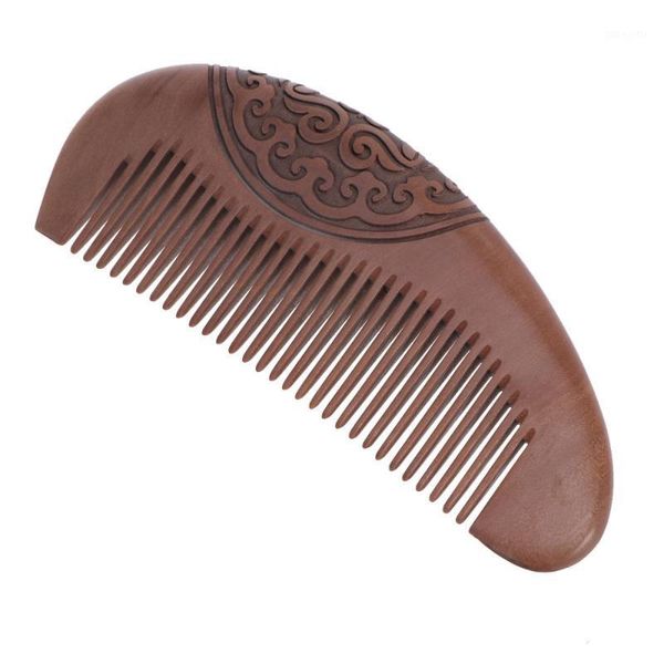 

1pc double-sided carved comb peach wooden scalp for home shop hair brushes1, Silver