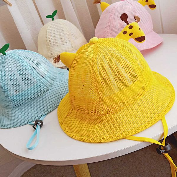 

children fisherman hat summer sunshade mesh thin sunscreen 1-5 years old boys and girls 3 baby breathable, Yellow