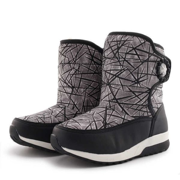 

boys shoes bootsprinted winter style full plus size snow boot antiskid sole children warm thick fur for girls boy 210713, Black;grey