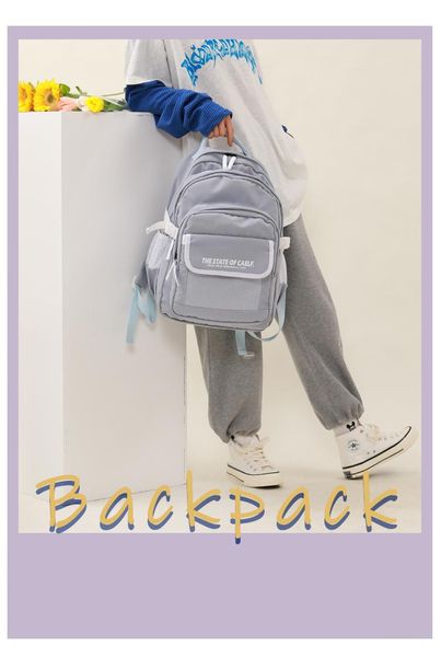 

backpack s3706 - leisure multi-function trend solid color large capacity