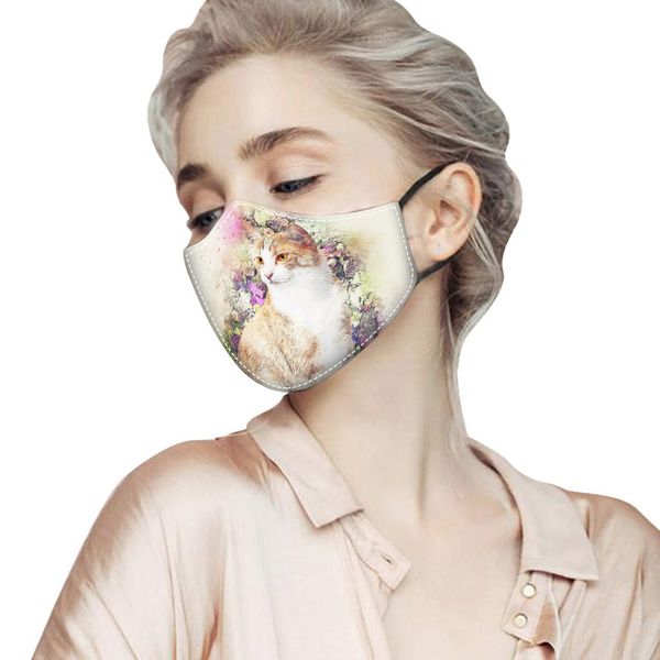 

factory outlet s fashion cat printed mask washable dust-proof cotton mask with pm2.5 filter inserted 5thd