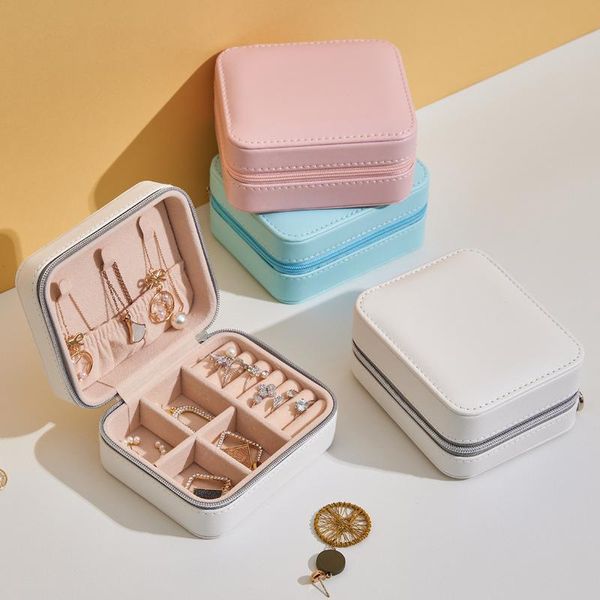 

storage boxes & bins travel necessary jewelry organize case waterproof pu leather jewelers packaging box household earring ring arrange item