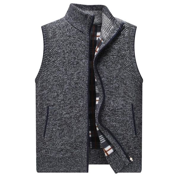 

men's vests vest jacket brand clothing warm sleeveless men knitwear fashion zipper sweaters male outwears plus size coats veste homme, Black;white
