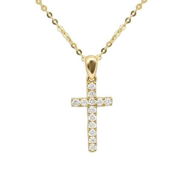 

2021 new style 18k real gold jewelry cross diamond pendant necklace wholesale women, Silver