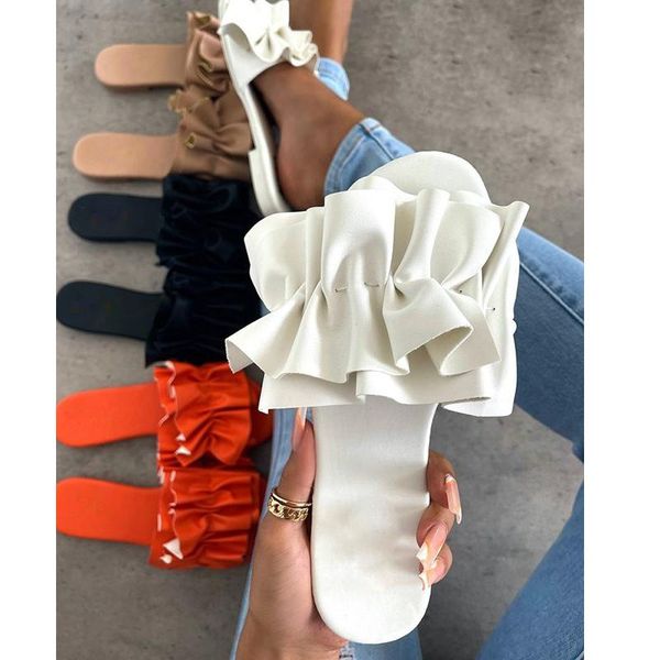 

slippers 2021 summer flat sandals open toe solid color beach outdoor casual women's shoes plus size, Black